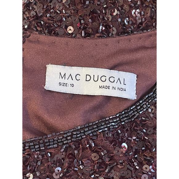 Mac Duggal Size 10 Style 5526 Sleeveless Sequined Midi Sheath Dress Mahogany - Picture 7 of 9